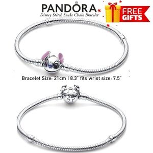 PANDORA Disney Stitch Snake Chain Bracelet (21cm|8.3”) w/box